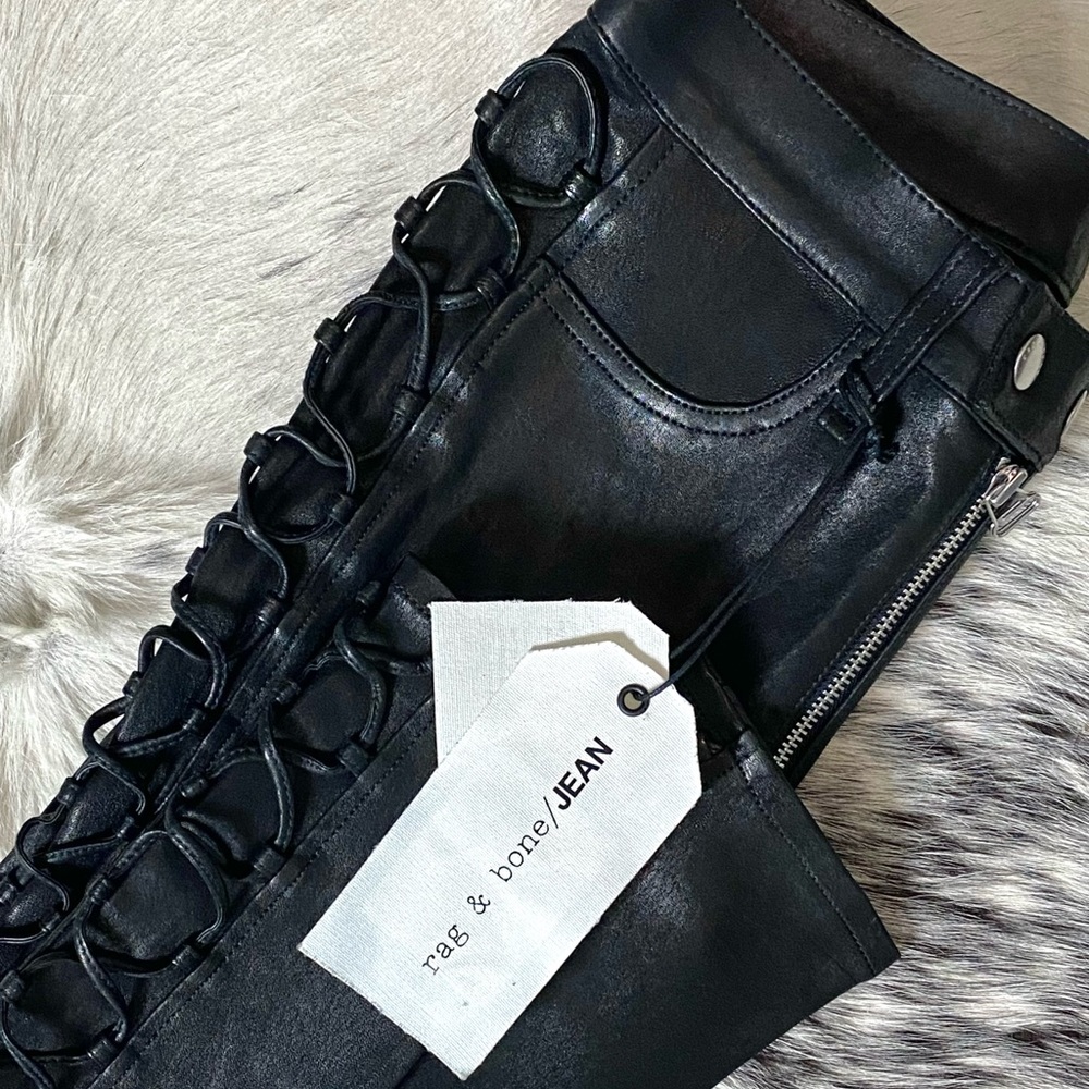 RAG & BONE “KIKU” SIDE-LACE HIGH-RISE LEATHER LEGGING, SZ 24 NWT! - Picture 13 of 13